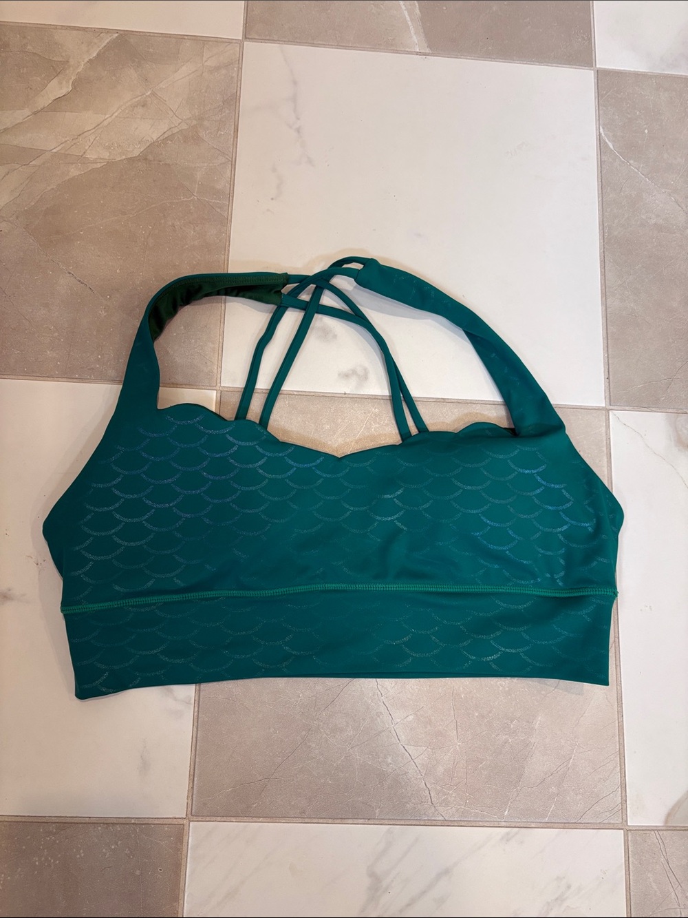 Scallop-Textured Little Mermaid Sports Bra
